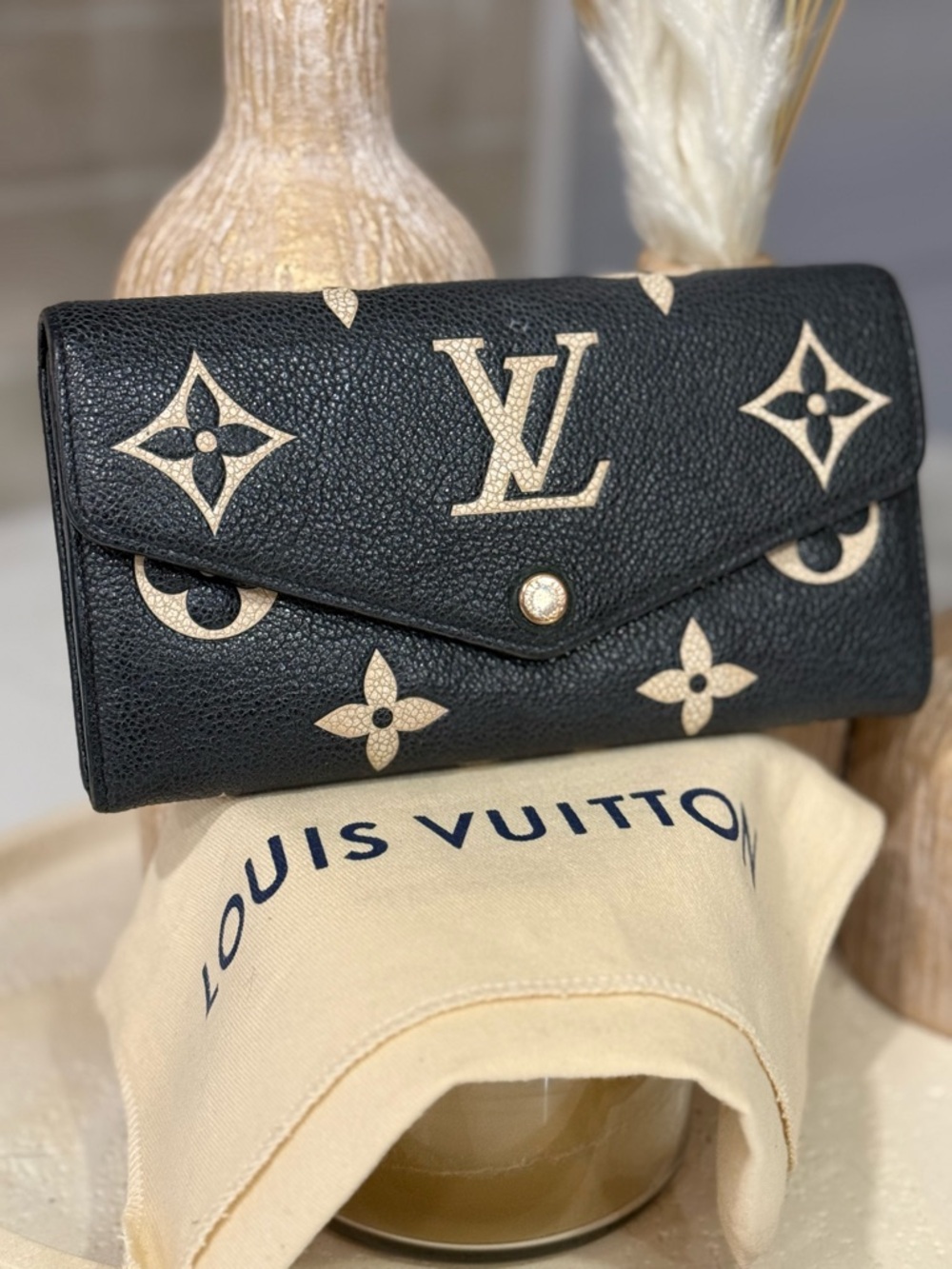 Louis Vuitton Sarah Wallet in Bicolor Monogram Empreinte leather